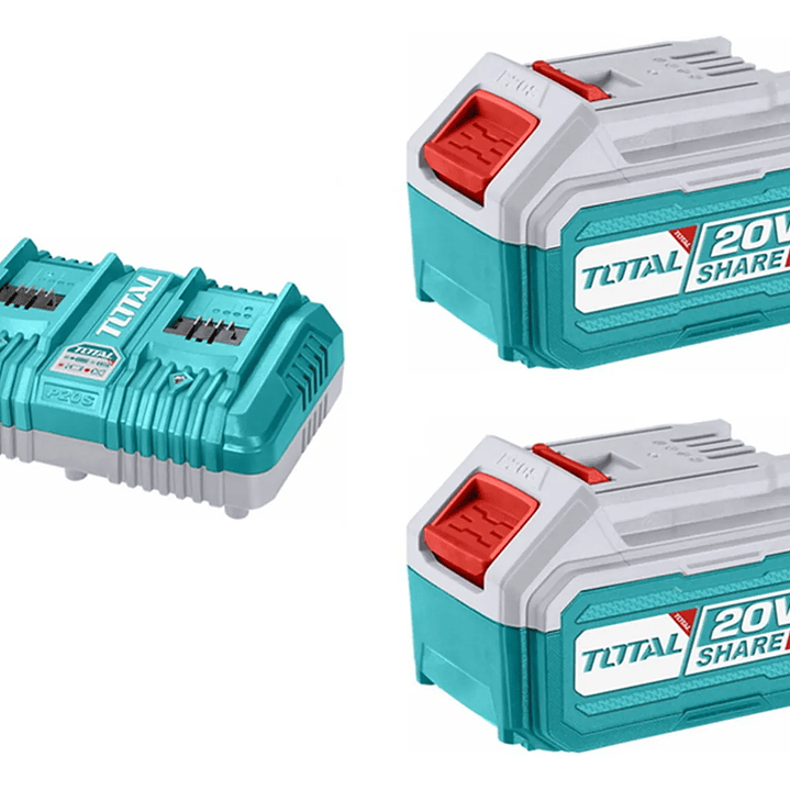 Kit Cargador Doble + 2 Baterías 20v 5ah Total  1