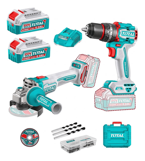 Galletera Esmeril Angular + Taladro 66nm 20v Total 