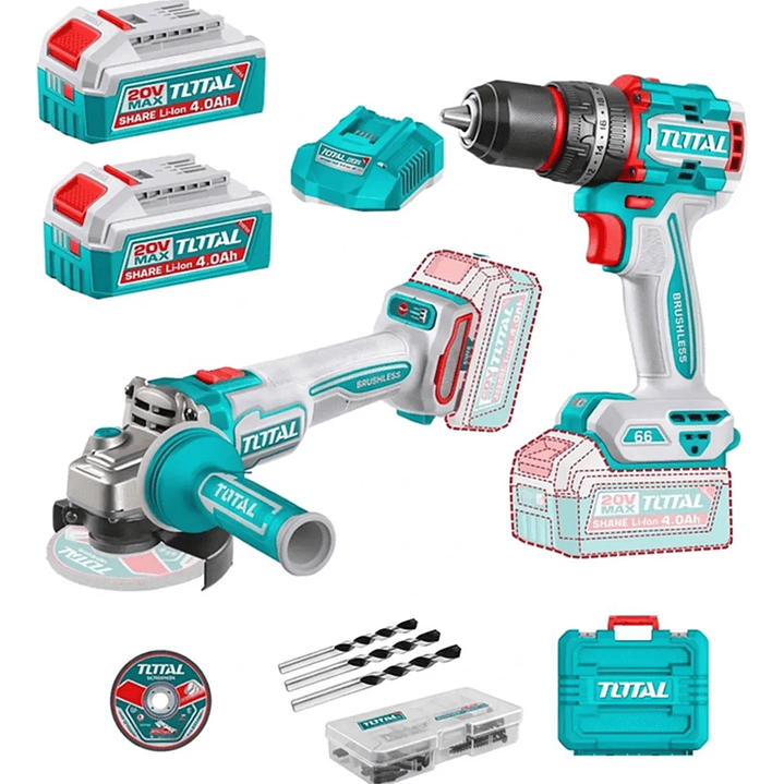 Galletera Esmeril Angular + Taladro 66nm 20v Total  1