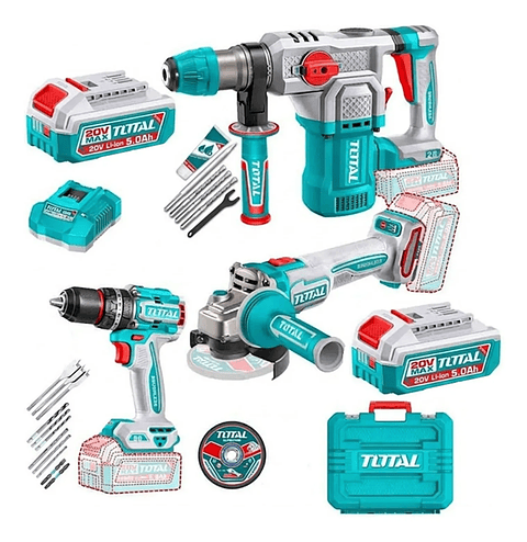 Taladro + Galletera Esmeril + Rotomartillo Total 