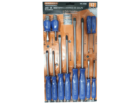 Juego De Destornilladores de golpe 12 Piezas Makawa