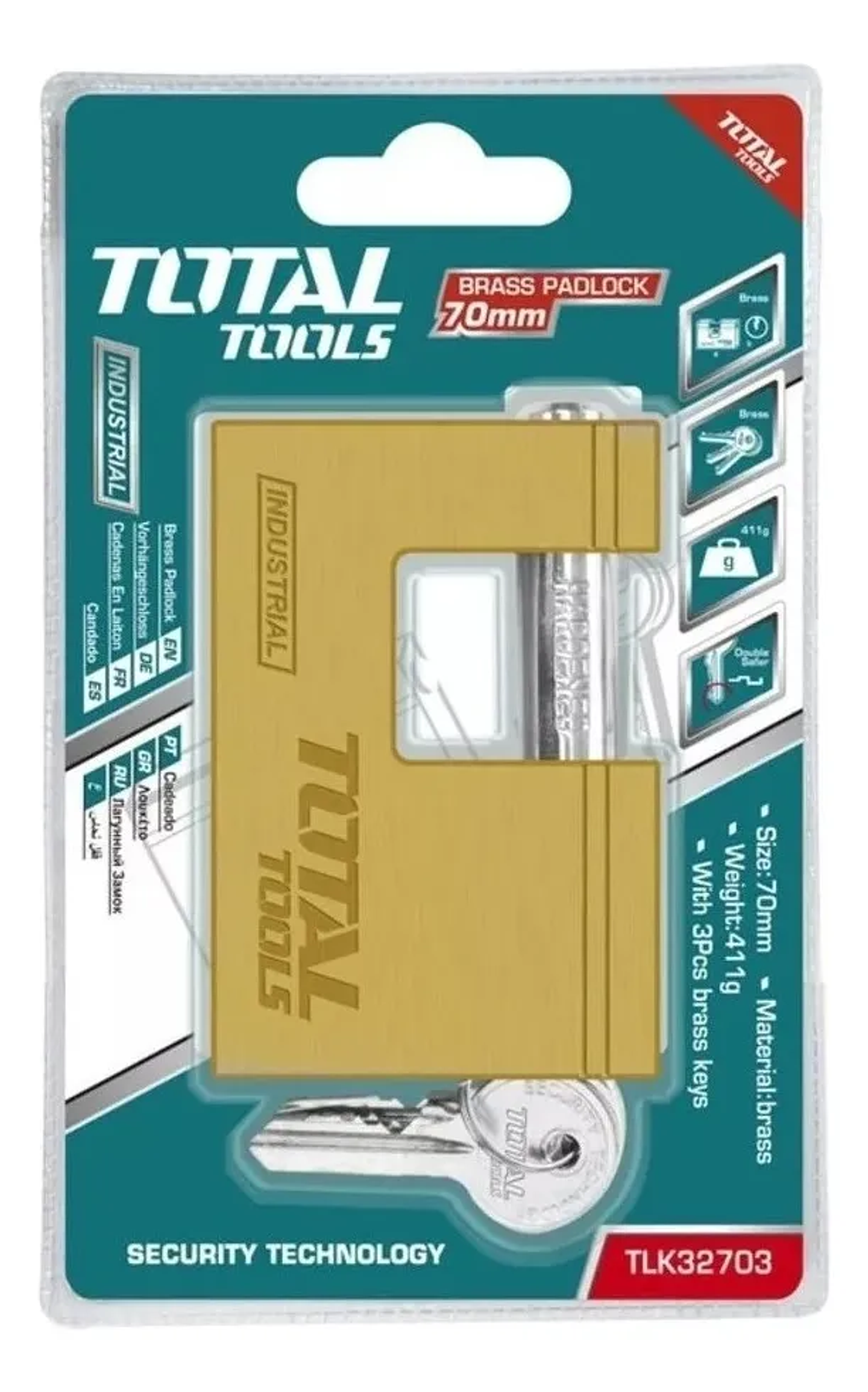 Candado Cuadrado Resistente 70 Mm Total Tools 1