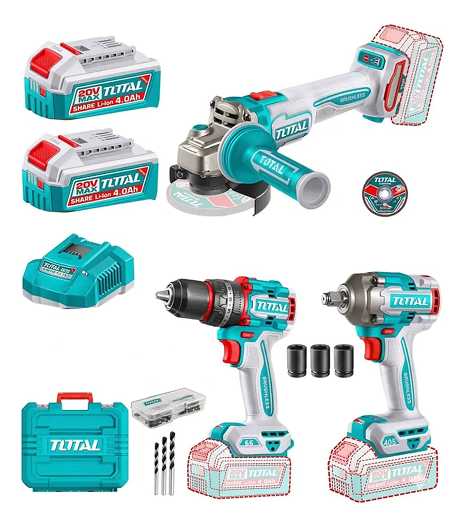 Kit taladro + Galletera Esmeril + Llave De Impacto Total 1