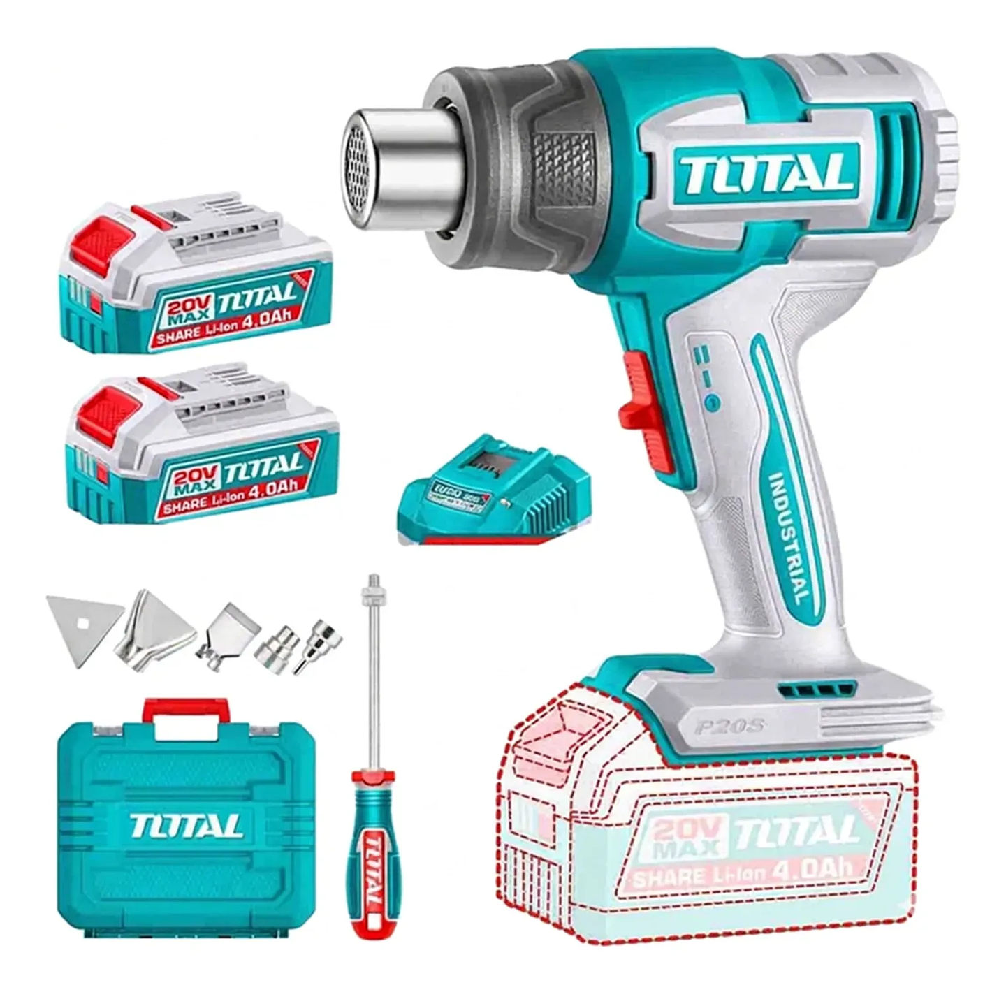 Pistola De Calor 20v Batería + Cargador Total Tbli20085  1