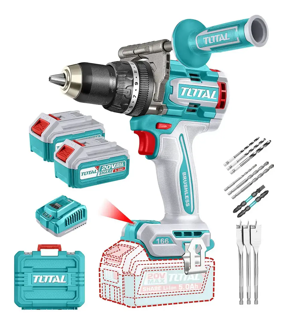 Taladro Percutor 20v 166nm 2 baterías + Cargador Tidli201668  1