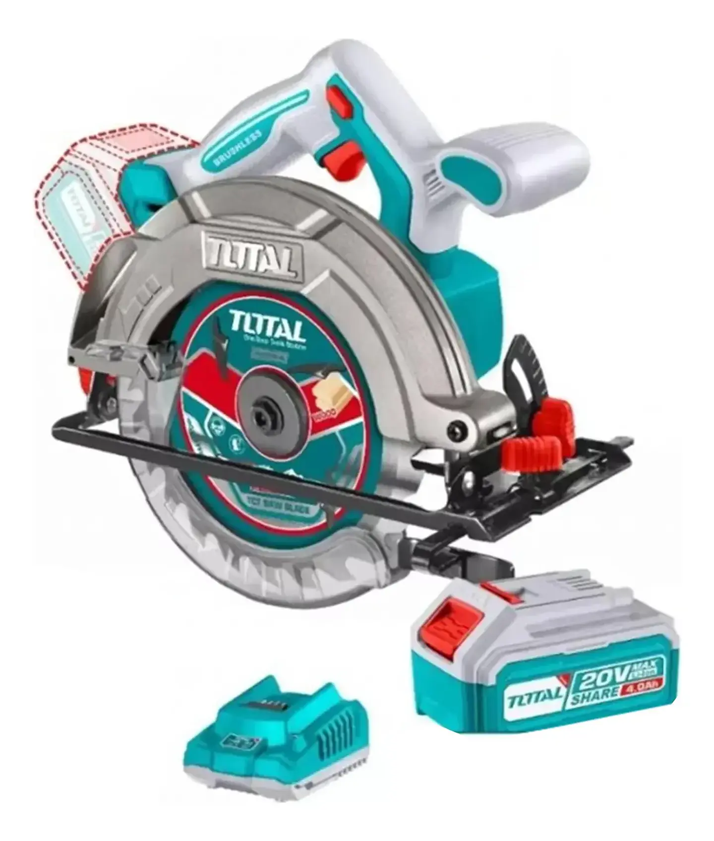 Sierra Circular 165mm 20v Batería + Cargador Total Tsli16521 1