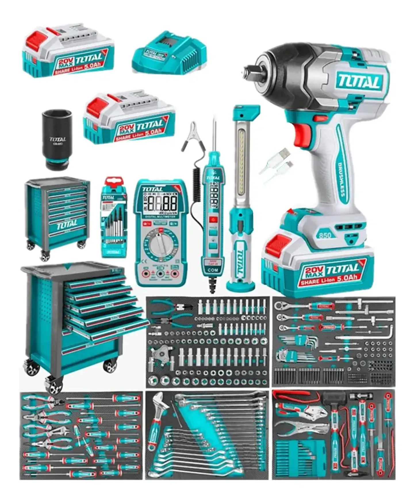 Caja De Herramientas 396 Piezas + Llave Impacto Total THPTCS83962 1