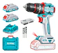 Taladro Atornillador Percutor 20v 2 beterías + cargador Total Tidli20768 - Miniatura 1