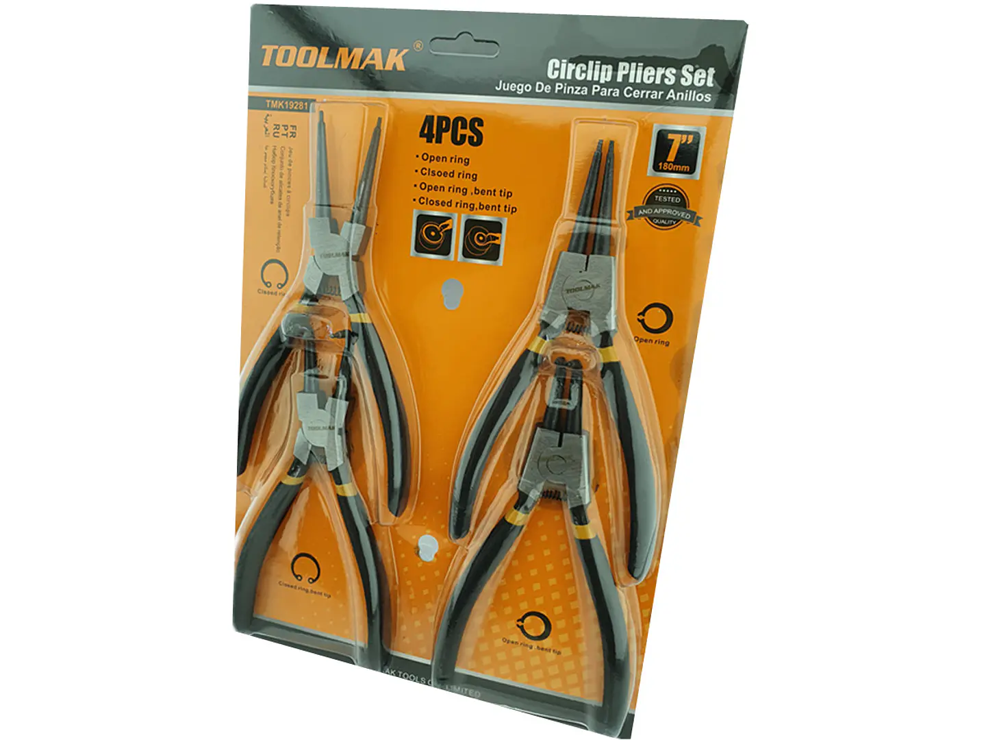 Alicates Sacaseguros 7 Pulgadas 4 piezas Toolmak 1