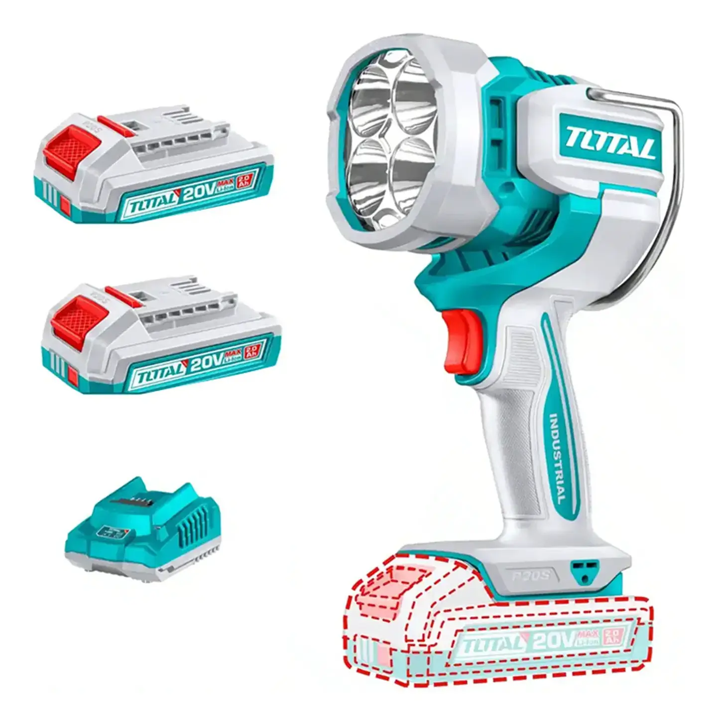 Linterna Led Inalámbrica 20v Batería + Cargador Total Twli20887  1