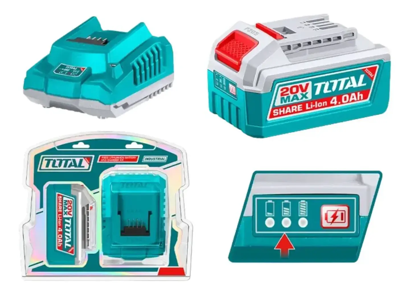 Pack Set Batería 20v 4ah Y Cargador Total 20v Tfbcpk1012 1