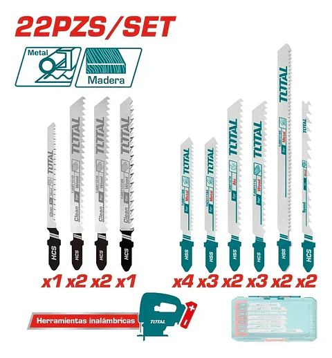 Juego De Hojas Sierra Caladora 22 Piezas Total Tacsdl62201