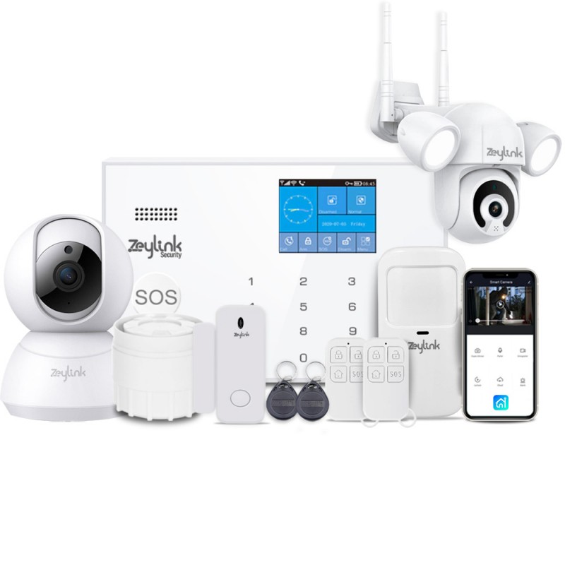 Alarma 4G + 3G + GSM + WiFi CASA NEGOCIO K-9 Con Camara Interior y Exterior Alta Difinicion