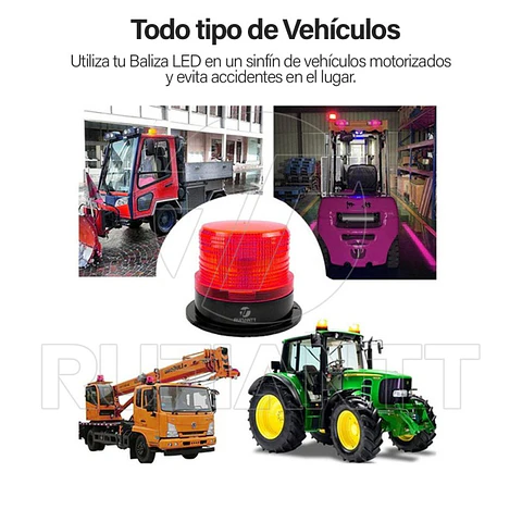 Baliza Color Rojo Led Con Imán Estroboscópica Emergencia 12 - 60Vdc