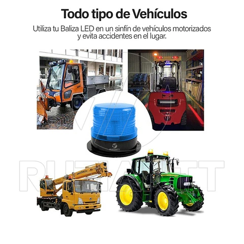 Baliza Magnética Color Azul Advertencia Luz Estroboscópica 12 - 60Vdc