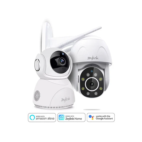 Camara Seguridad Interior + Camara Exterior PTZ 360° WiFi App + Alexa y Google 