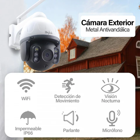 Cámara Ptz Wifi Exterior Full Hd 360° Robotica Antivandálica