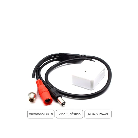 Microfono Para Cámaras Cctv & Ip Conexion Rca + Plug De Poder
