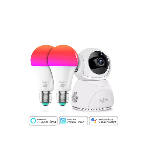 Camara Seguridad Wifi 360° + 2 Ampolletas Inteligente Zeylink Alexa Google Home