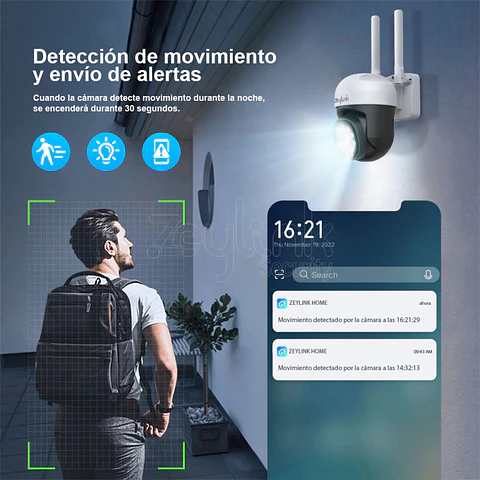 Cámara Ip Wifi Exterior 5MP Ultra HD 3K Ptz 360° Audio Deteccion Alarma Full Color