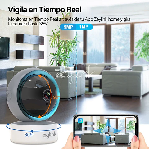 Cámara Wifi 5Mp 360° Ptz Alta Resolucion Alarma Movimiento Full Color