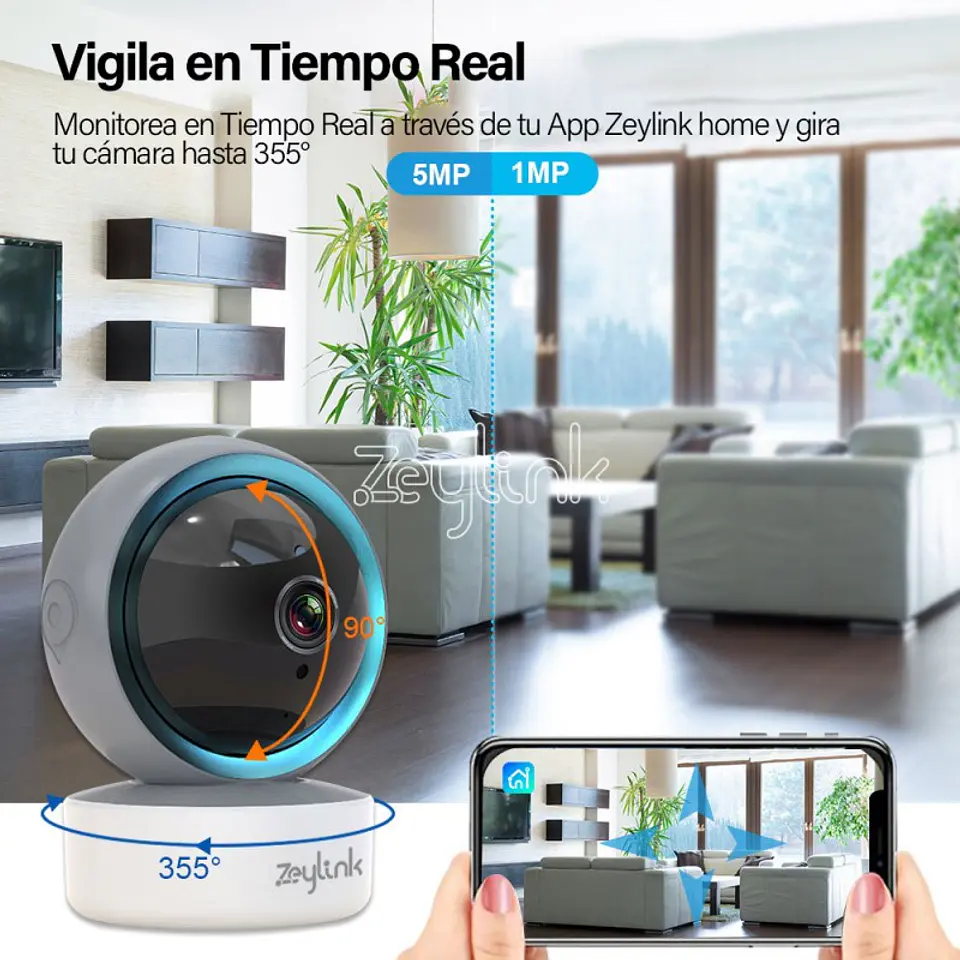 Cámara Wifi 5Mp 360° Ptz Alta Resolucion Alarma Movimiento Full Color 2