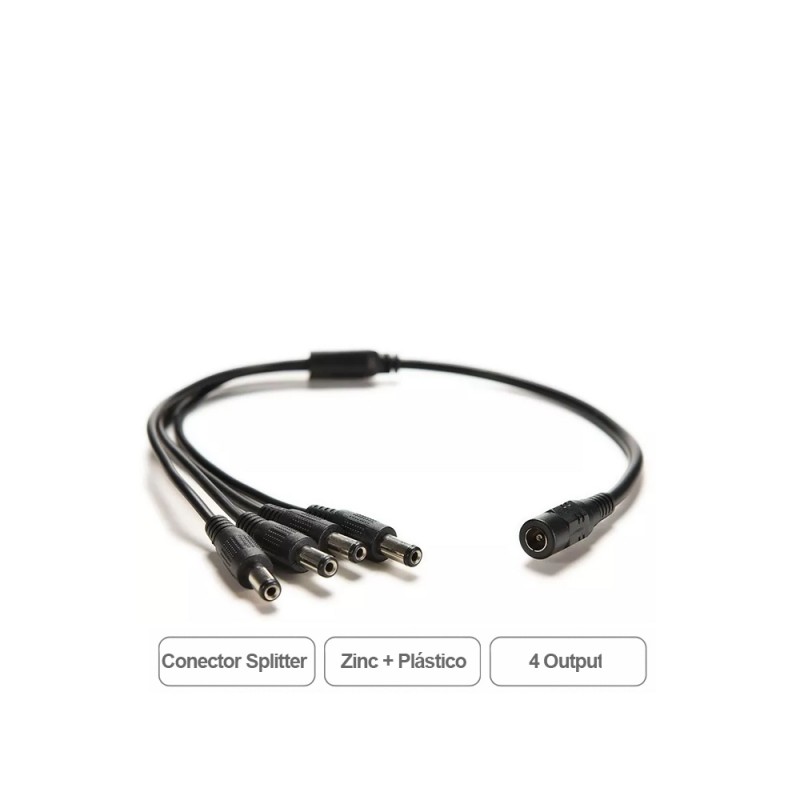 Cable Divisor De Poder Pulpo 1 A 4 Para Cámara Seguridad Bnc Cctv