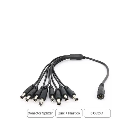 Cable Divisor De Poder Pulpo 1 A 8 Para Cámara Seguridad Bnc Cctv