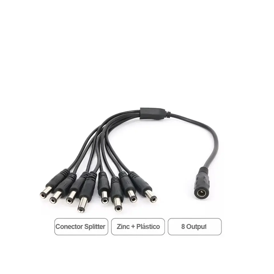 Cable Divisor De Poder Pulpo 1 A 8 Para Cámara Seguridad Bnc Cctv 1