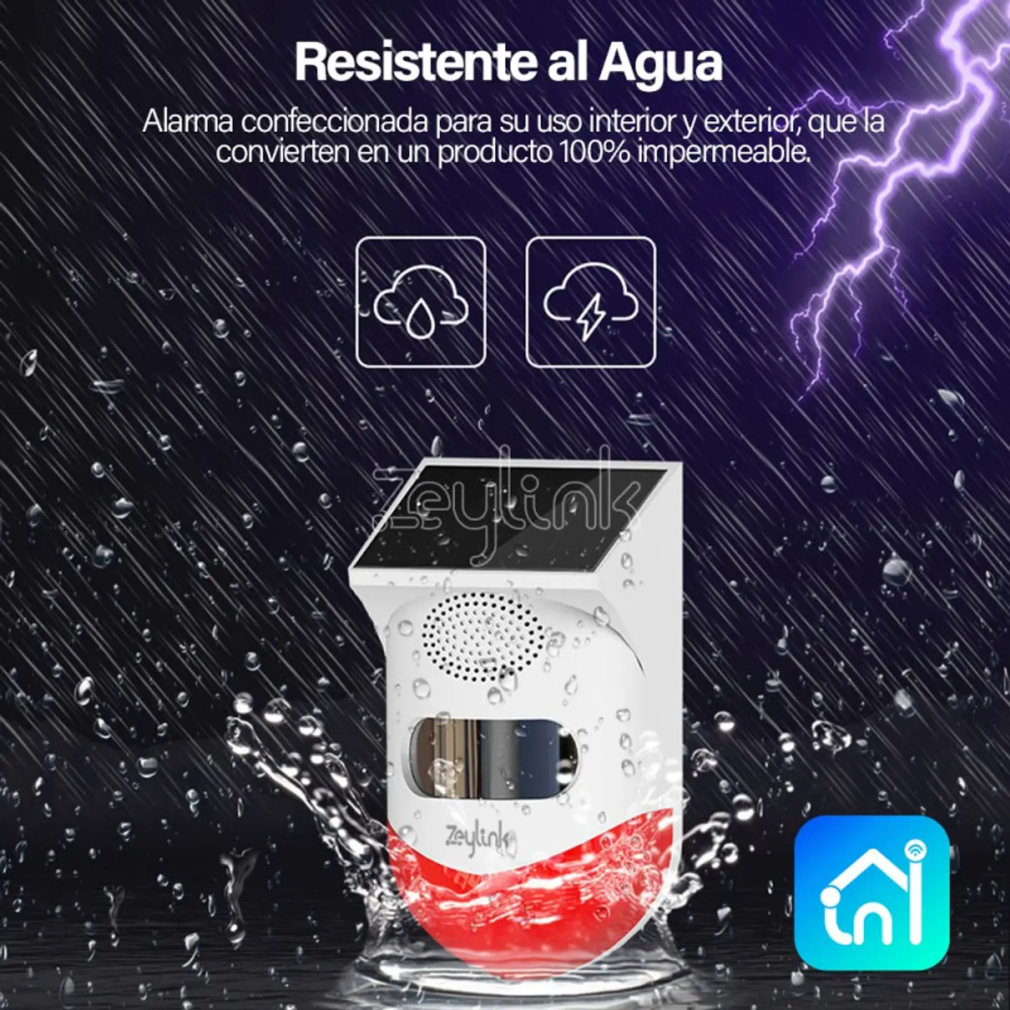 Sensor Pir Alarma Wifi Solar Sonido 120Db 433 Mhz Zeylink 5