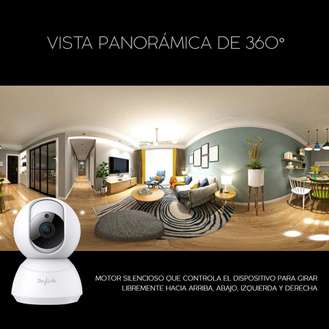 Cámara Wifi Interior 3MP Ultra HD 360° Robótica Ptz Inteligente Zeylink