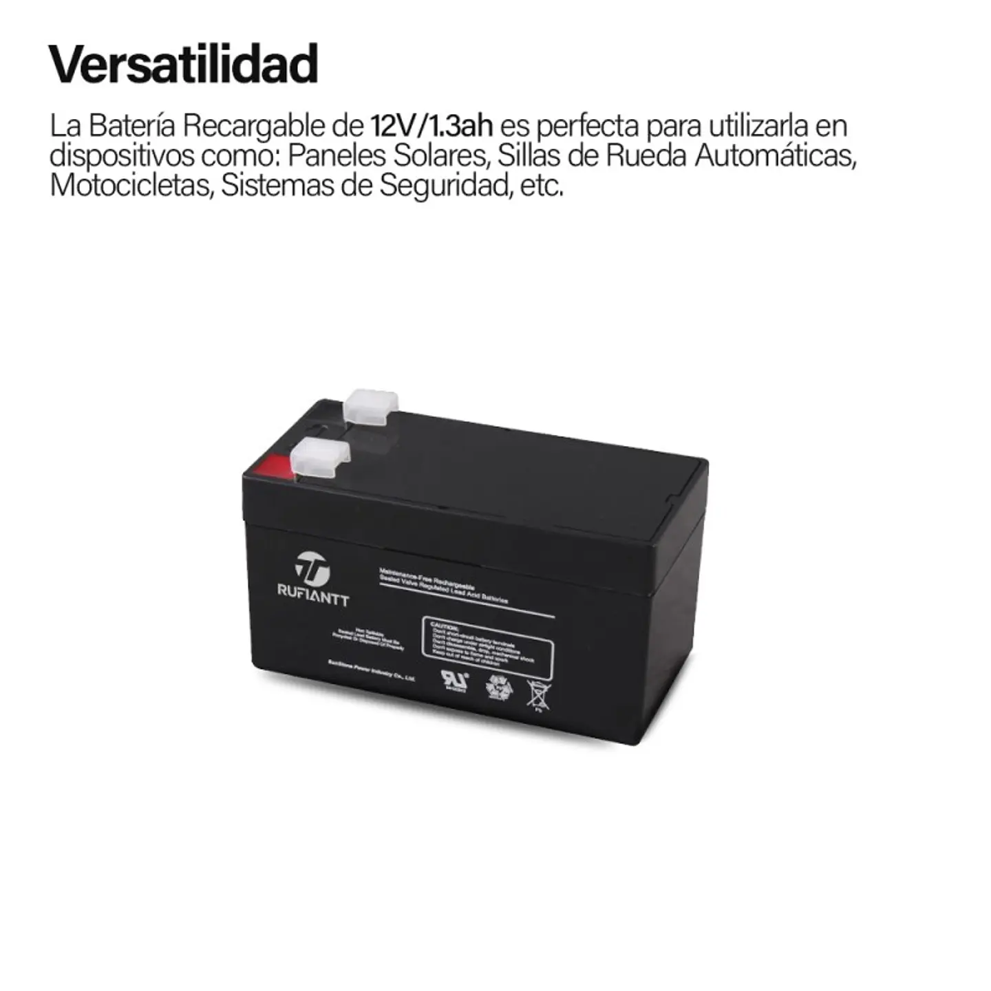 Bateria 12V 1.3 Ah Recargable 2