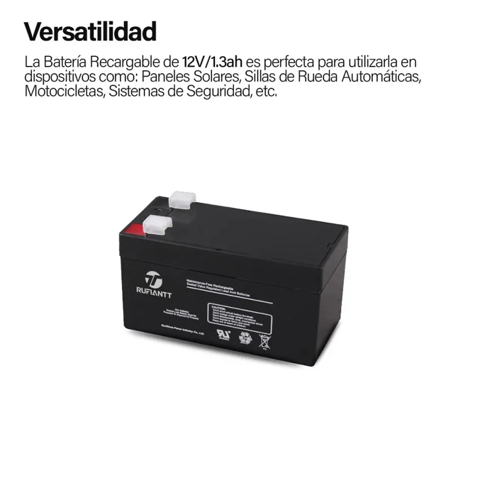 Bateria 12V 1.3 Ah Recargable 2