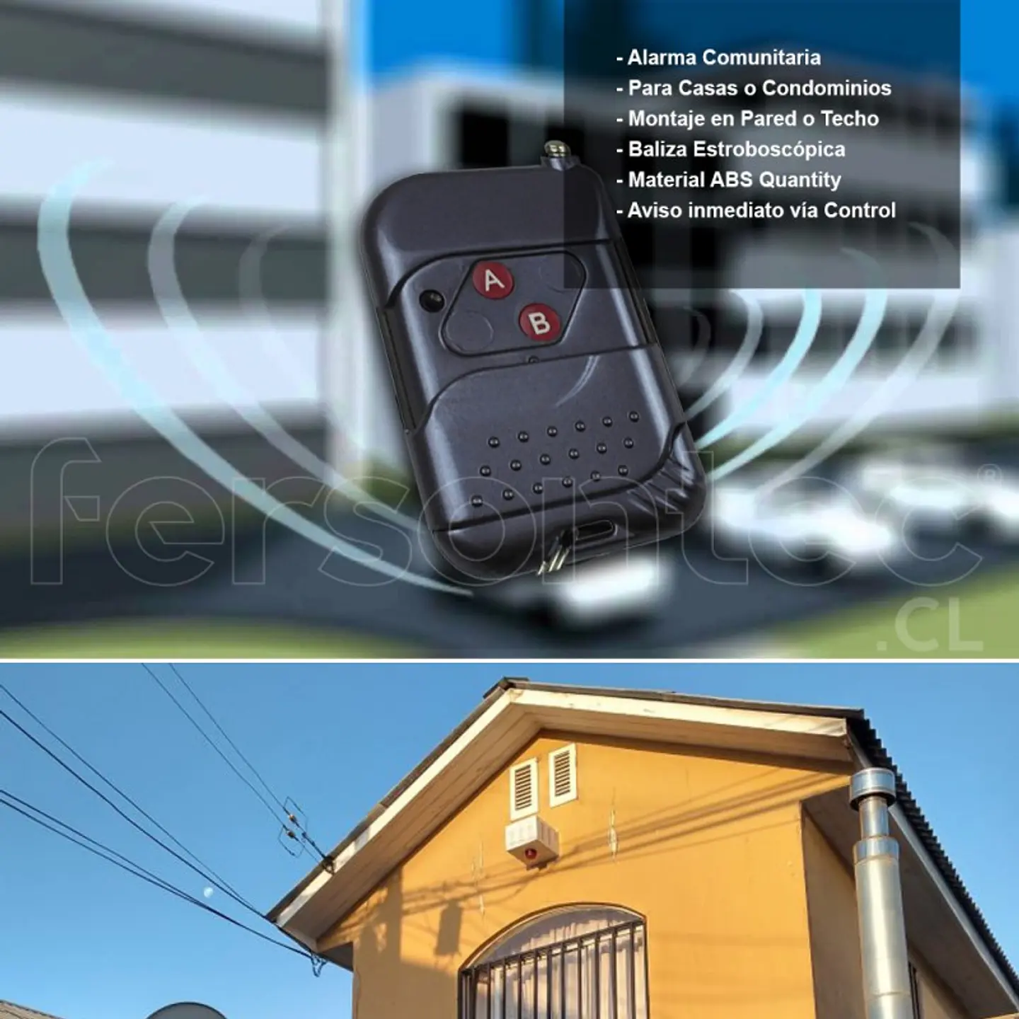 Alarma Comunitaria Kit Seguridad Alta Potencia 20W + 4 Boton Panico 2