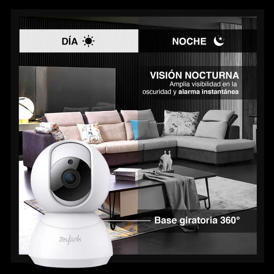 Cámara Wifi Interior 3MP Ultra HD 360° Robótica Ptz Inteligente Zeylink 3