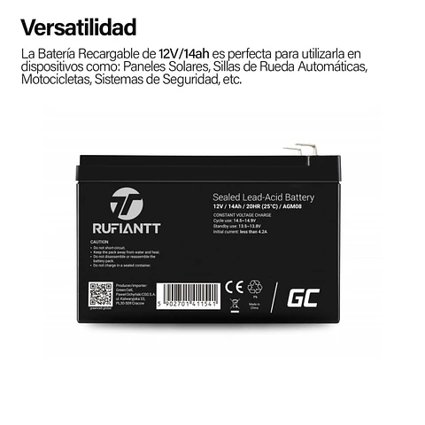 Bateria 12V 14Ah Amperes Recargable