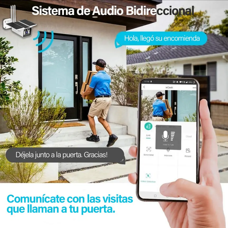 Cámara Solar Ip Wifi Vigilancia Full Hd 1080P Seguridad 3
