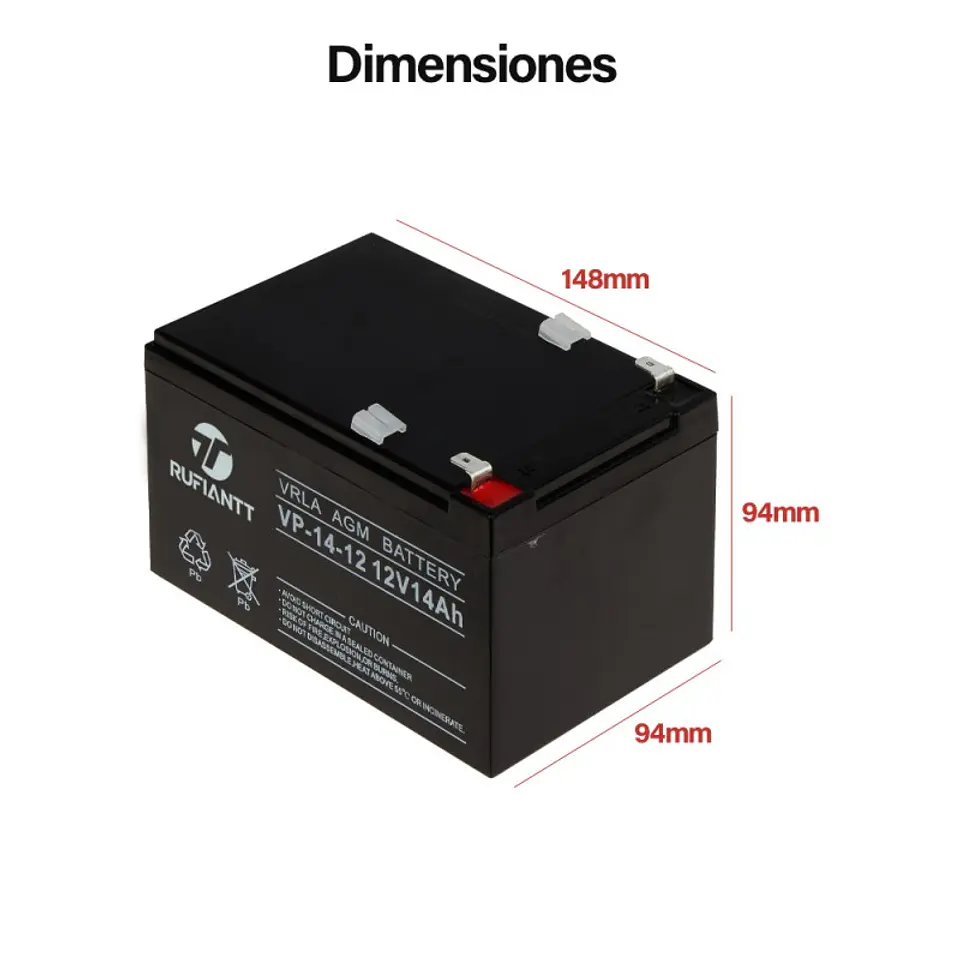 Bateria 12V 14Ah Amperes Recargable 3