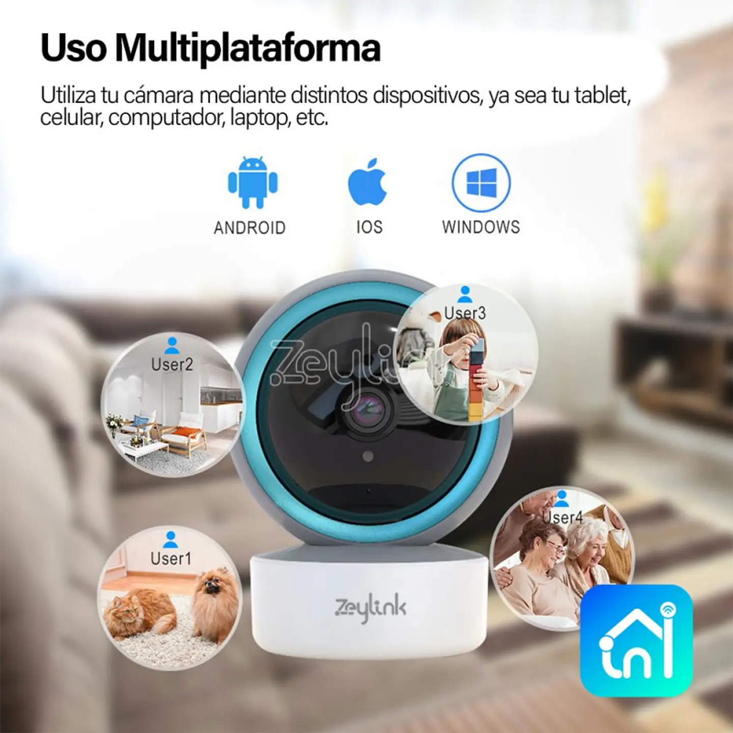 Cámara Wifi 5Mp 360° Ptz Alta Resolucion Alarma Movimiento Full Color 6