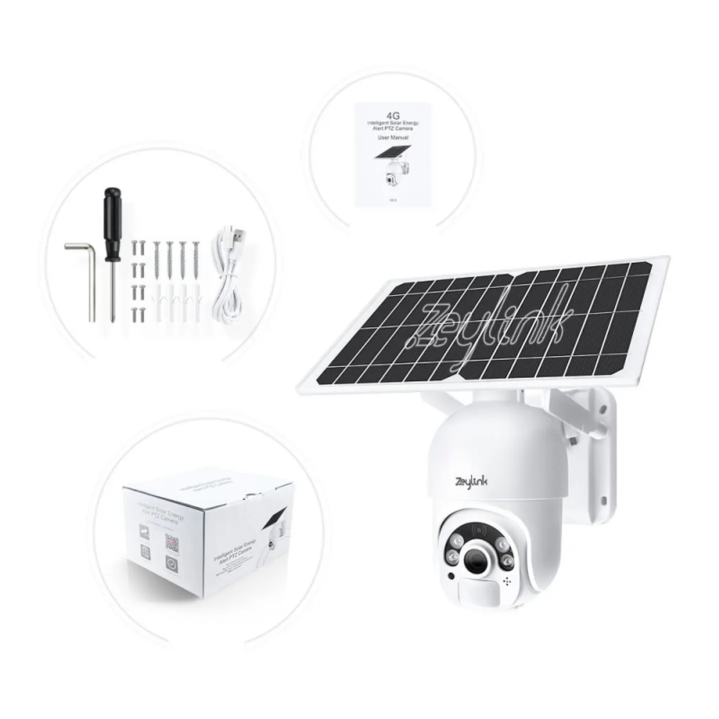Cámara 4G 3MP SuperHD Con Tarjeta Sim Ptz Domo 360° Panel Solar Exterior 7