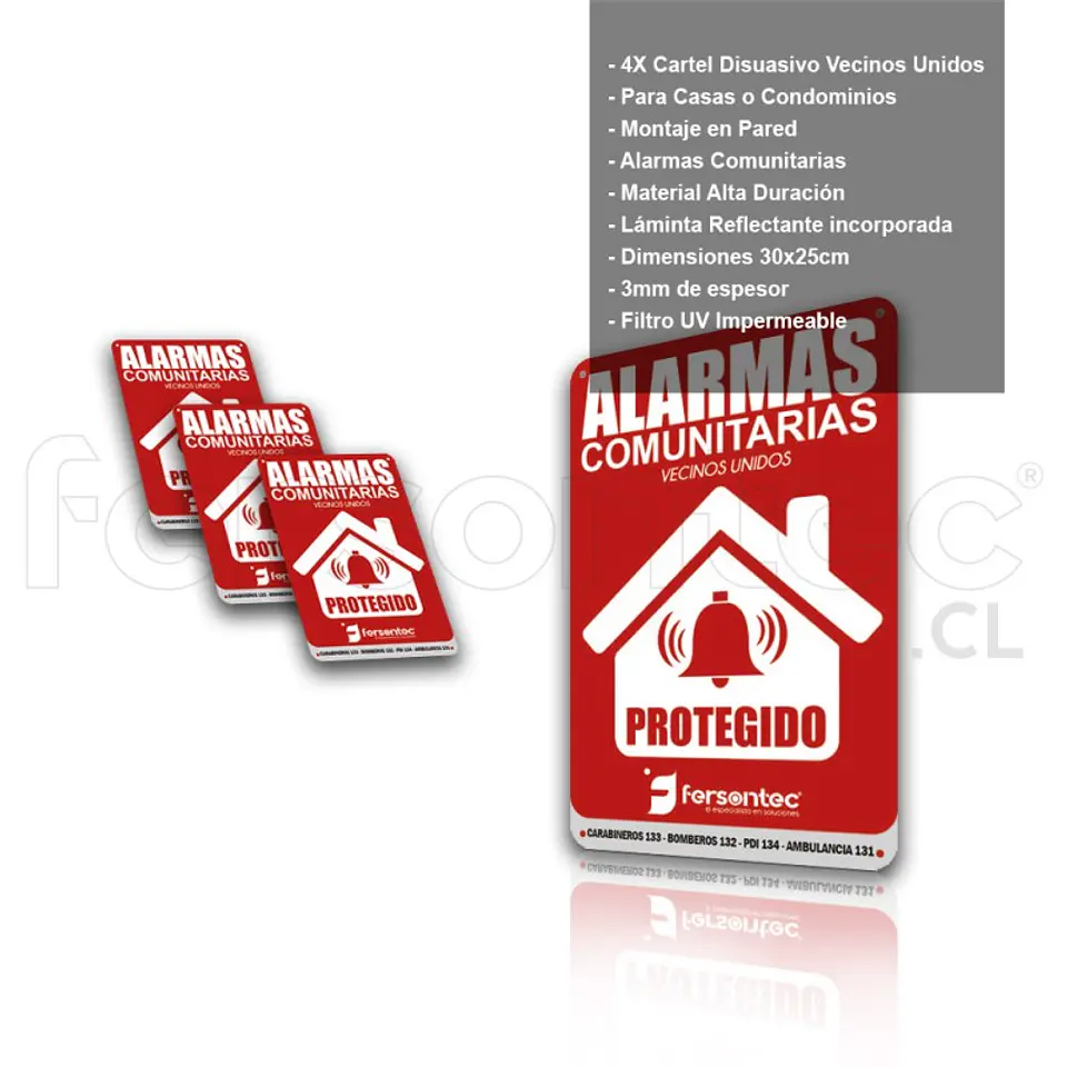 Alarma Comunitaria Kit Seguridad Alta Potencia 20W + 4 Boton Panico 5
