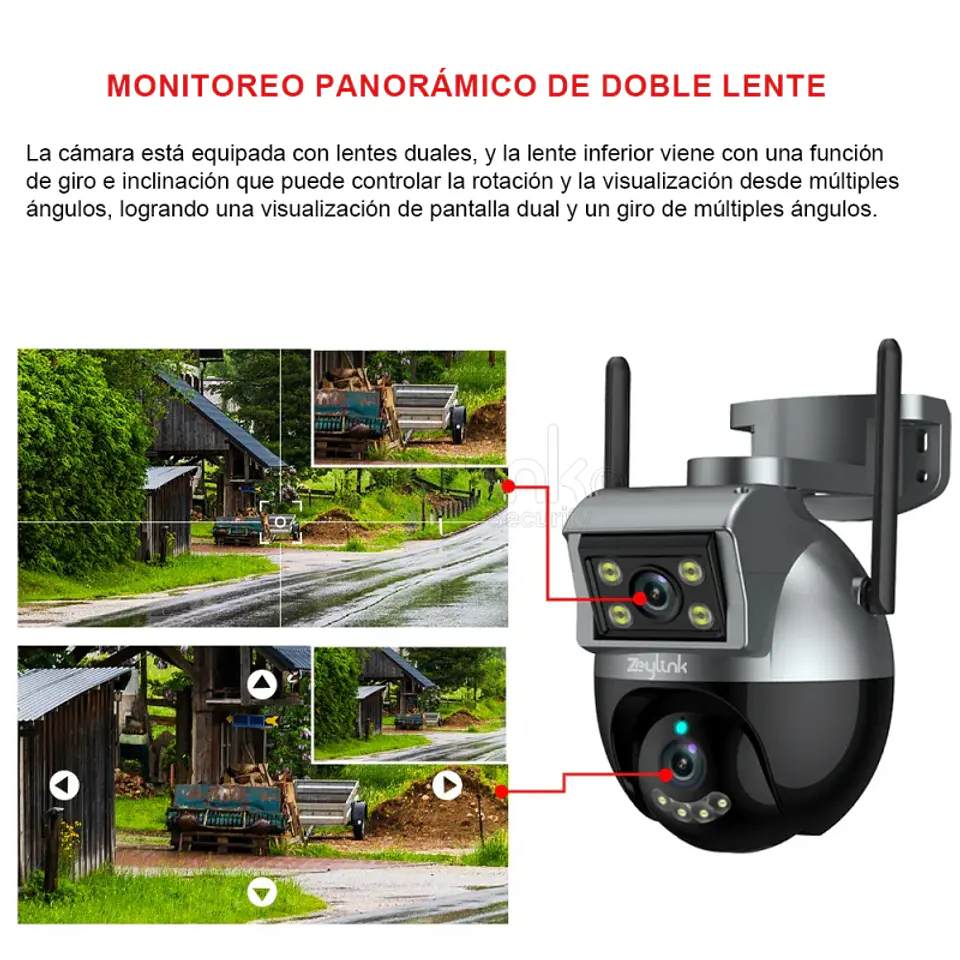 Cámara Seguridad IP Wifi 4MP Exterior Doble Lente Ptz 360° Full Color 2