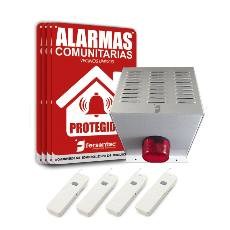 4 Botones De Panico Largo Alcance 5Km + Sirena Alarma Comunitaria 20W