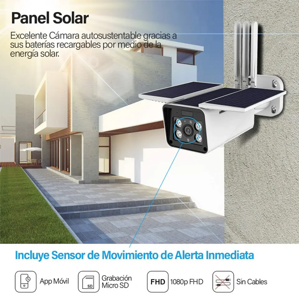 Cámara Solar Ip Wifi Vigilancia Full Hd 1080P Seguridad 5