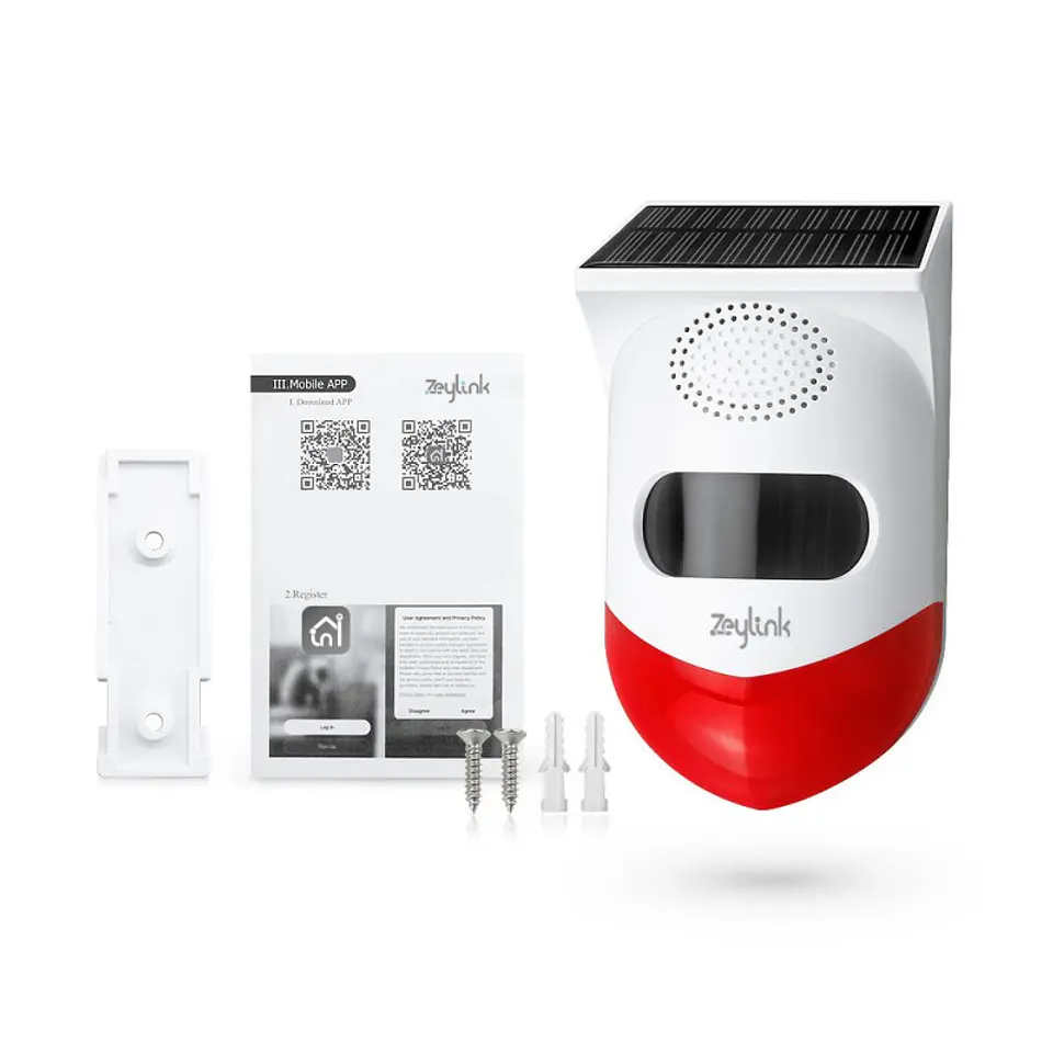 Sensor Pir Alarma Wifi Solar Sonido 120Db 433 Mhz Zeylink 9