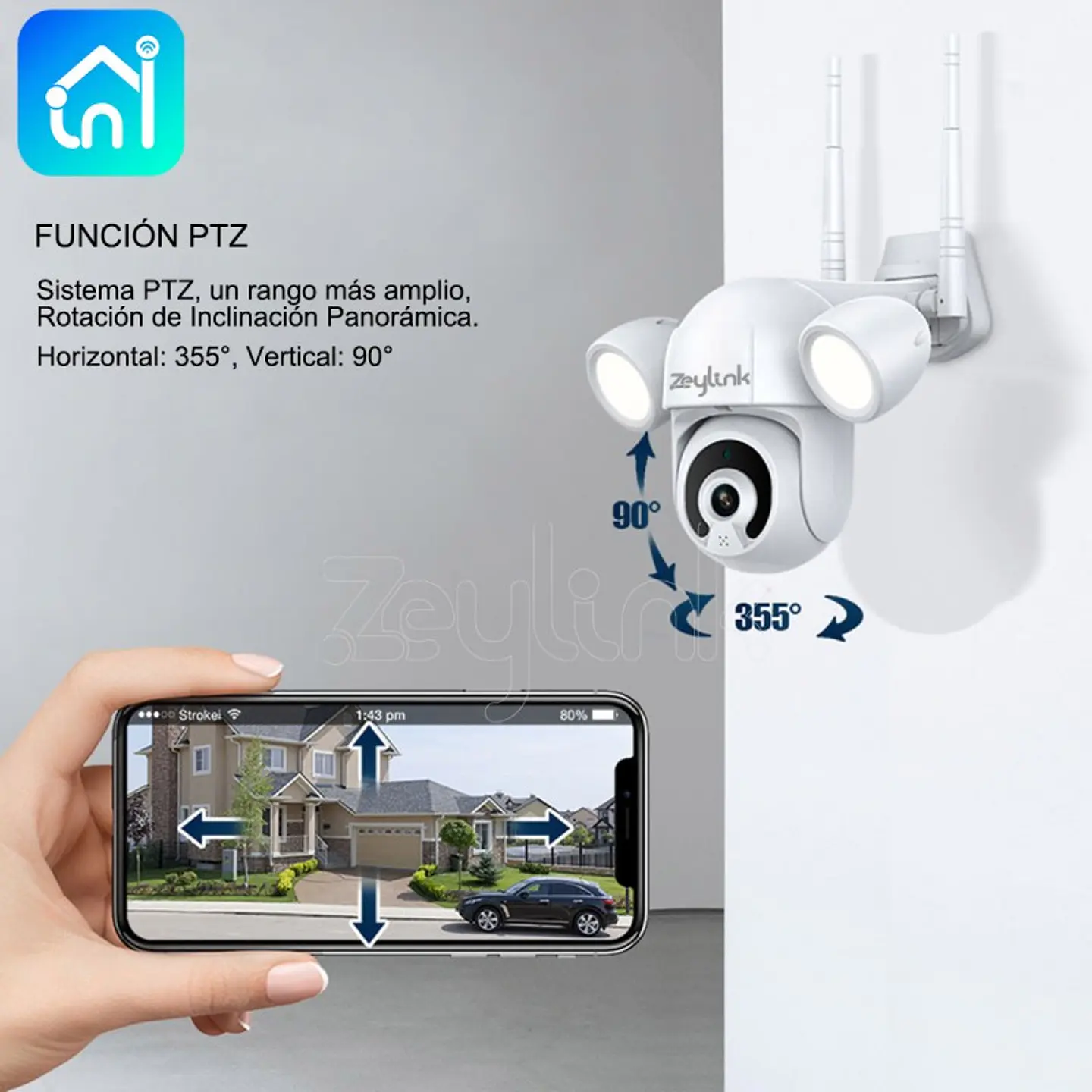 Cámara Ip Wifi Exterior 5MP Visión Nocturna Full Color con Luz Led 5