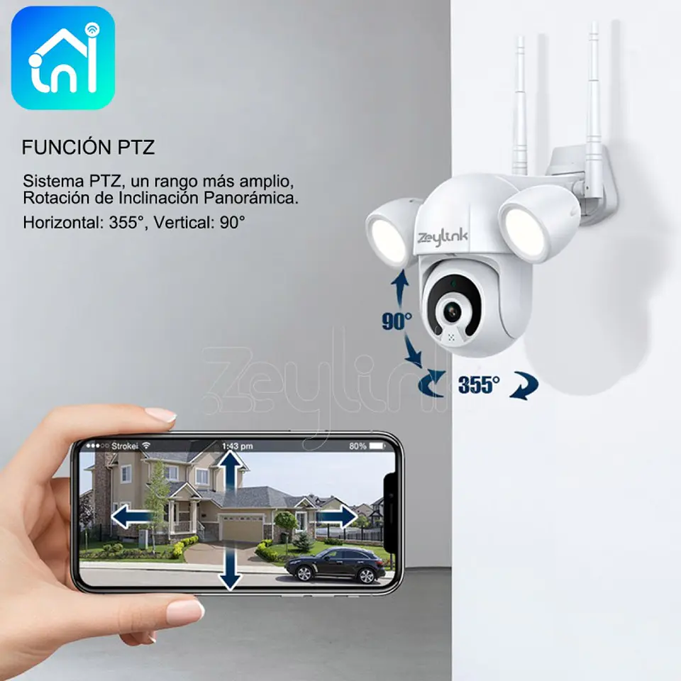Cámara Ip Wifi Exterior 5MP Visión Nocturna Full Color con Luz Led 5
