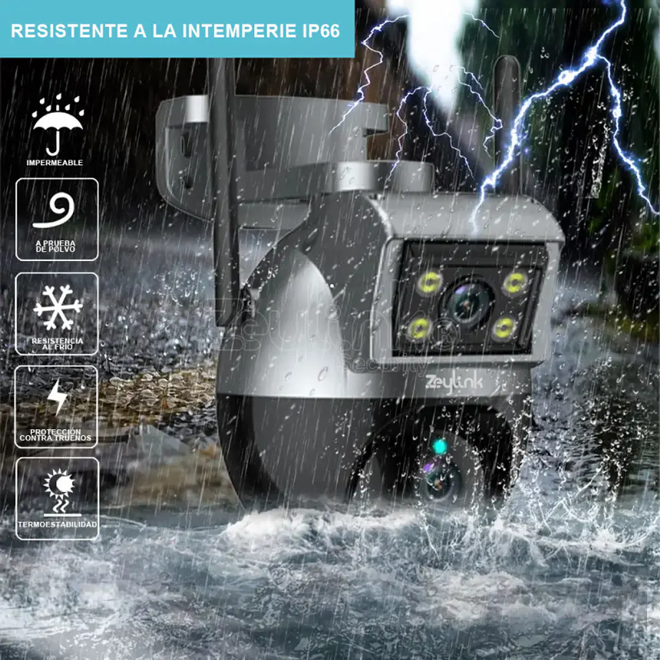 Cámara Seguridad IP Wifi 4MP Exterior Doble Lente Ptz 360° Full Color 4