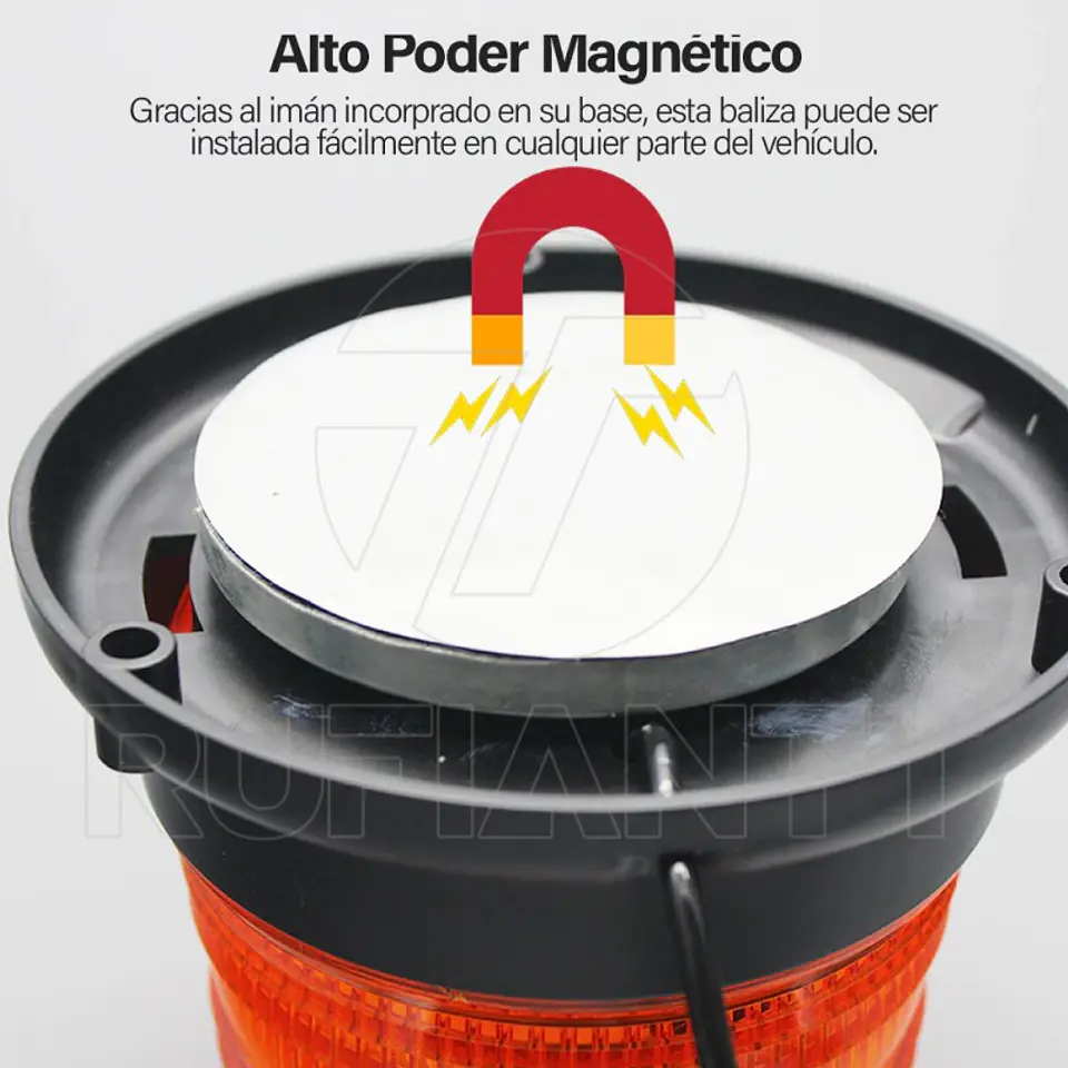 Baliza Led Con Imán Color Ambar Estroboscópica 12 - 60Vdc Emergencia 3