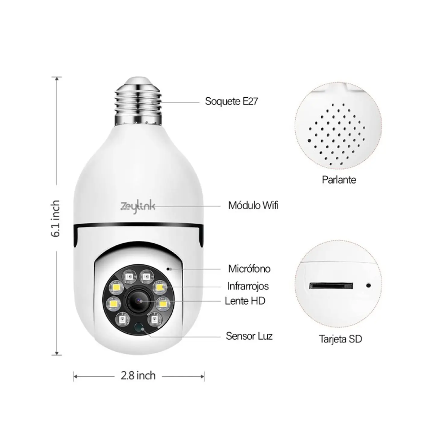 Camara Ampolleta Wifi 4MP 2K 360 Panoramica E27 Alta Nitidez 7